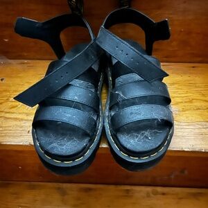 black dr marten platform strappy sandals